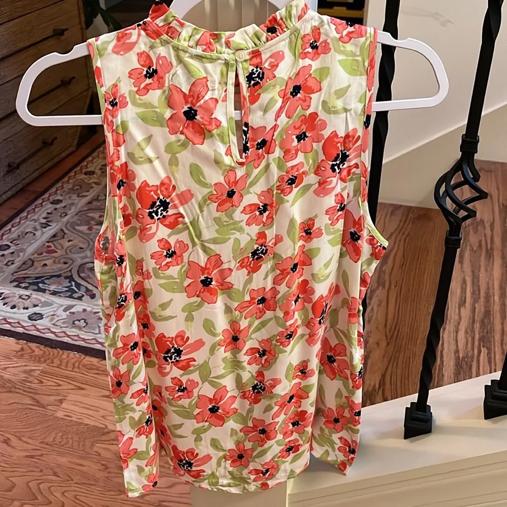 CALLIE PINK FLORAL RUFFLE TANK/NWT/Small